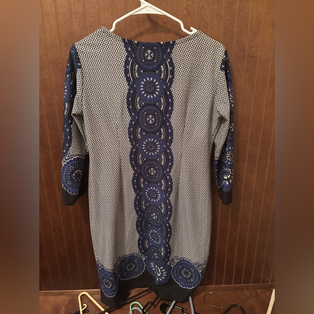 Chic Navy and White Patterned Women's Tunic